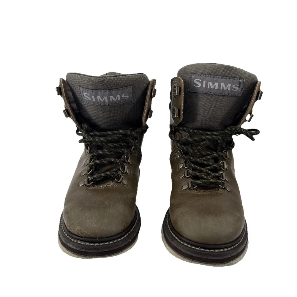 Simms  Guide Fly Fishing Wading Boots Men 7 Brown Leather Felt Sole Lace Up